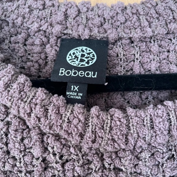 Bobeau light brown textured crew neck sweater - Picture 3 of 6